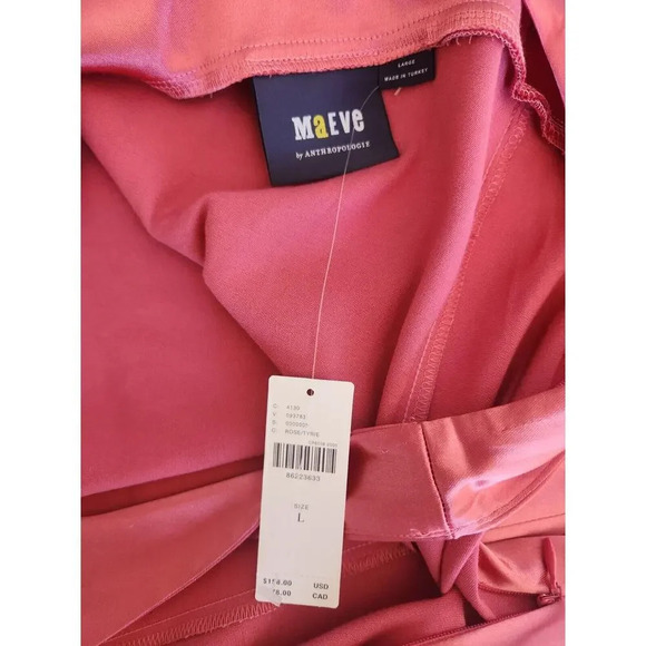 Defect Maeve Square-Neck Satin Stretch Midi Dress size L Rose Pink 9B402 - Picture 13 of 16